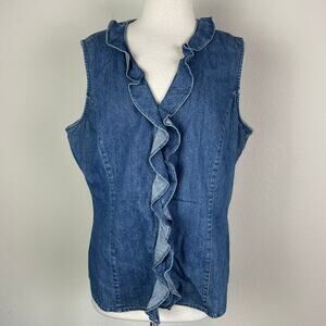 Harold's Blue Denim Ruffle Top Vest 16